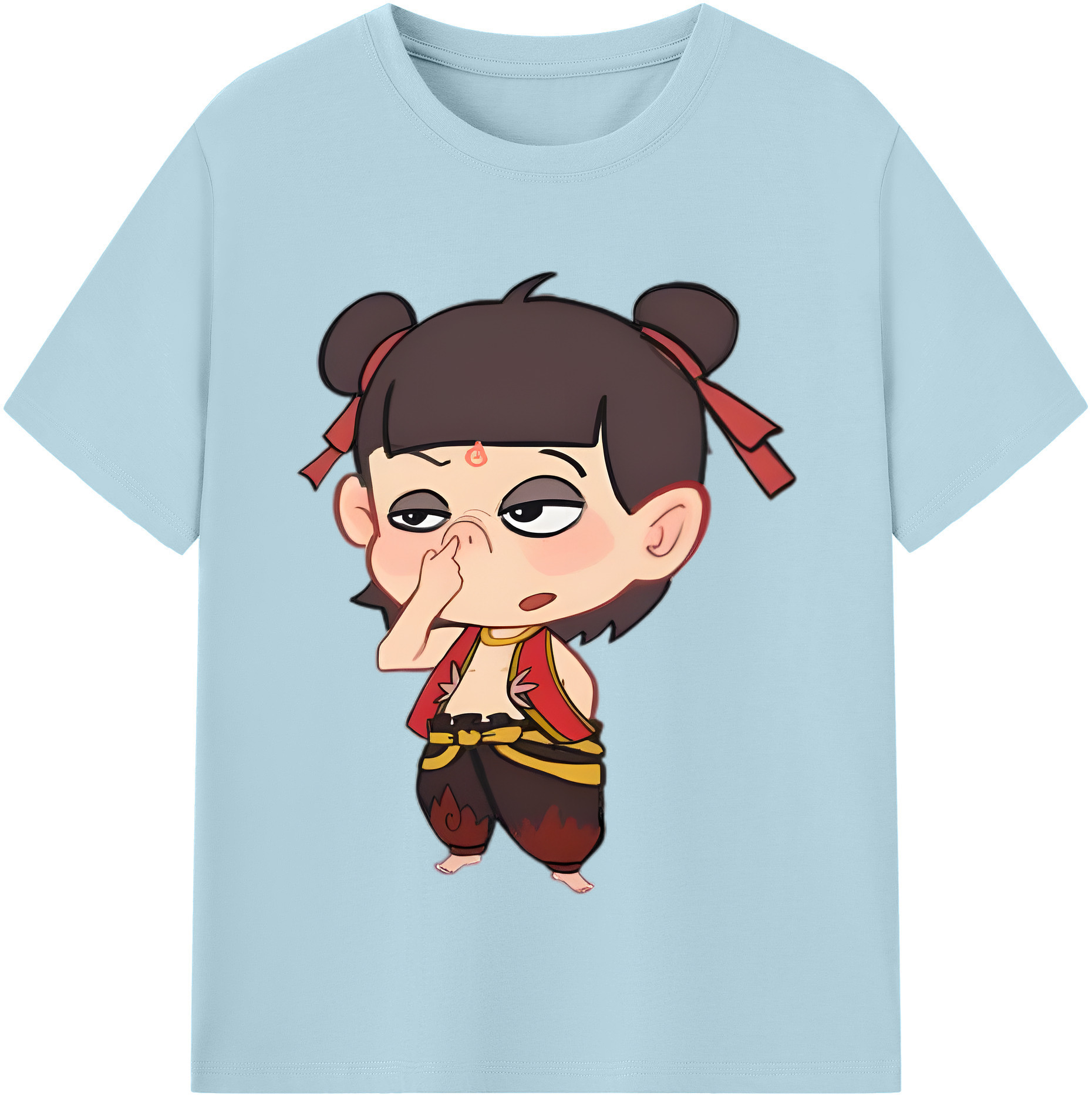 （画像用） Ne Zha 2 ナタ 魔童の大暴れ 綿100％半袖Tシャツ（フロントプリント）